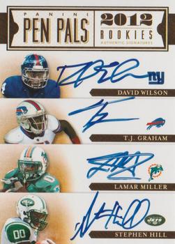 2012 Panini Prime Signatures - Pen Pals #12 David Wilson / Lamar Miller / Stephen Hill / T.J. Graham Front