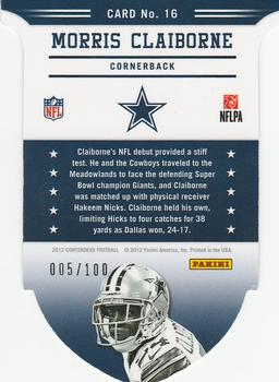 2012 Panini Contenders - ROY Contenders Gold #16 Morris Claiborne Back