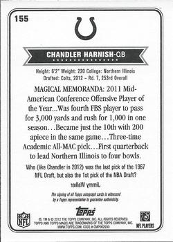2012 Topps Magic - Autographs #155 Chandler Harnish Back