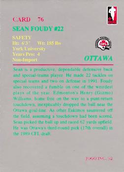 1992 JOGO #76 Sean Foudy Back