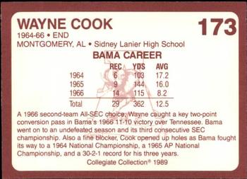 1989 Collegiate Collection Coke Alabama Crimson Tide (580) #173 Wayne Cook Back