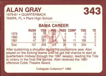 1989 Collegiate Collection Coke Alabama Crimson Tide (580) #343 Alan Gray Back