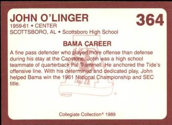 1989 Collegiate Collection Coke Alabama Crimson Tide (580) #364 John O'Linger Back