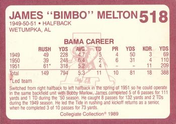 1989 Collegiate Collection Coke Alabama Crimson Tide (580) #518 James Melton Back