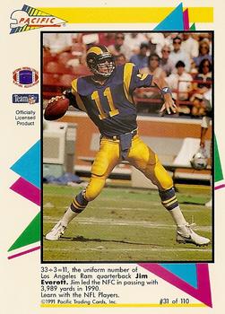 1991 Pacific Flash Cards #31 Jim Everett Back