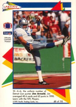 1991 Pacific Flash Cards #8 Jim Arnold Back