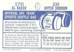 1985 Topps Stickers #26 / 176 Butch Johnson / Al Baker Back
