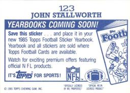 1985 Topps Stickers #123 John Stallworth Back