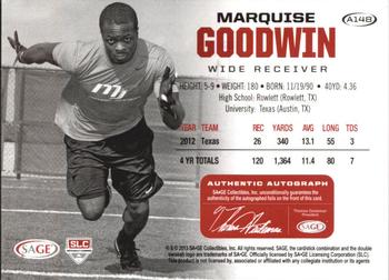 2013 SAGE HIT - Autographs Silver #A148 Marquise Goodwin Back