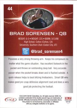 2013 SAGE HIT - Silver #44 Brad Sorensen Back
