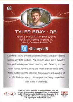 2013 SAGE HIT - Silver #68 Tyler Bray Back