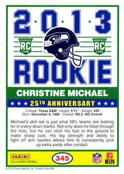 2013 Score #345 Christine Michael Back