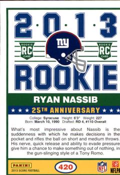 2013 Score #420 Ryan Nassib Back