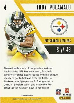 2012 Panini NFL Player of the Day #4 Troy Polamalu Back