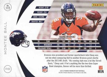 2013 Panini Momentum #172 Montee Ball Back