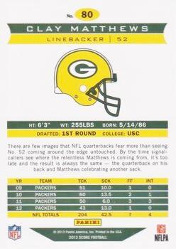 2013 Score - Artist Proofs #80 Clay Matthews Back