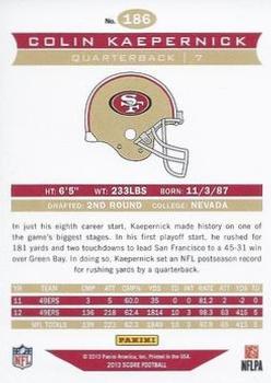 2013 Score - Showcase Artist Proof #186 Colin Kaepernick Back