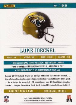 2013 Panini Rookies & Stars #158 Luke Joeckel Back