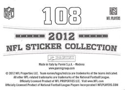 2012 Panini NFL Sticker Collection #108 Troy Polamalu Back