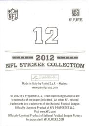 2012 Panini NFL Sticker Collection #12 Jairus Byrd Back