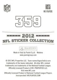 2012 Panini NFL Sticker Collection #359 Charles Johnson Back