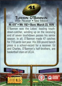 1994 Signature Rookies #41 Turhon O'Bannon Back