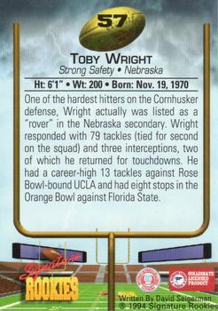 1994 Signature Rookies #57 Toby Wright Back