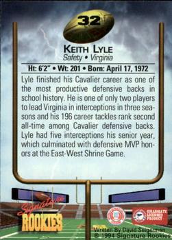 1994 Signature Rookies - Autographs #32 Keith Lyle Back
