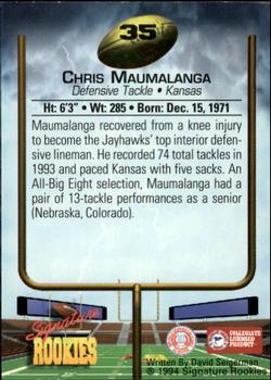 1994 Signature Rookies - Autographs #35 Chris Maumalanga Back