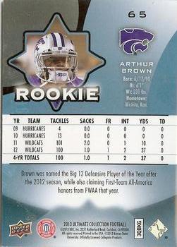 2013 Upper Deck Ultimate Collection #65 Arthur Brown Back