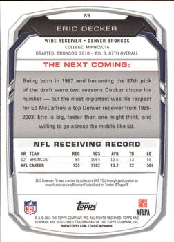 2013 Bowman - Black #89 Eric Decker Back