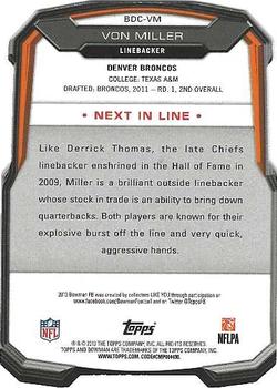 2013 Bowman - Die Cut #BDC-VM Von Miller Back