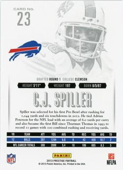 2013 Panini Prestige - Extra Points Purple #23 C.J. Spiller Back