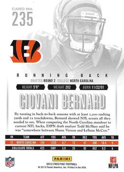 2013 Panini Prestige - Rookie  Extra Points Gold #235 Giovani Bernard Back