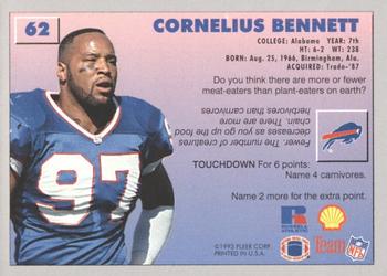 1993 Fleer Shell FACT #62 Cornelius Bennett Back