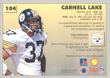 1993 Fleer Shell FACT #104 Carnell Lake Back