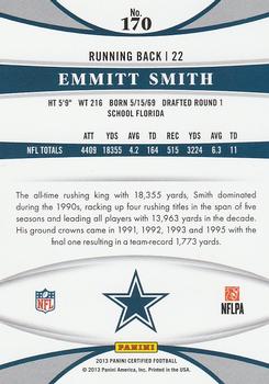 2013 Panini Certified #170 Emmitt Smith Back