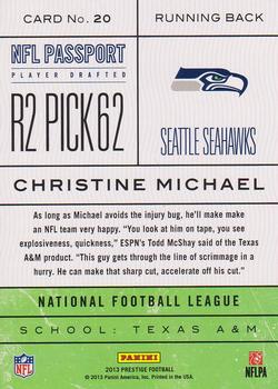 2013 Panini Prestige - NFL Passport #20 Christine Michael Back