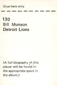 1972 NFLPA Wonderful World Stamps #130 Bill Munson Back