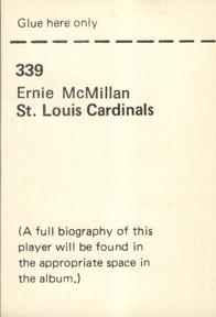 1972 NFLPA Wonderful World Stamps #339 Ernie McMillan Back