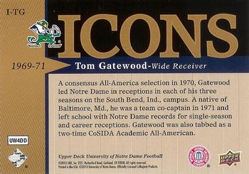 2013 Upper Deck University of Notre Dame - Icons #I-TG Tom Gatewood Back