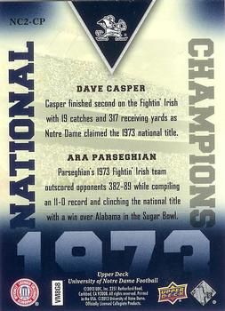 2013 Upper Deck University of Notre Dame - National Champions Duos #NC2-CP Dave Casper / Ara Parseghian Back