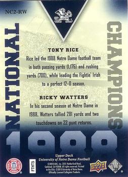 2013 Upper Deck University of Notre Dame - National Champions Duos #NC2-RW Tony Rice / Ricky Watters Back
