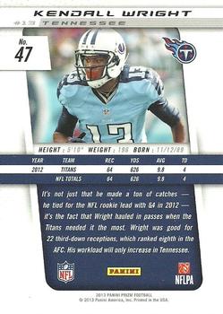 2013 Panini Prizm #47 Kendall Wright Back