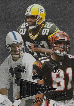 1998 Playoff Prestige SSD Hobby - Alma Mater (Silver Foil) #11 Reggie White / Peyton Manning / Carl Pickens Front
