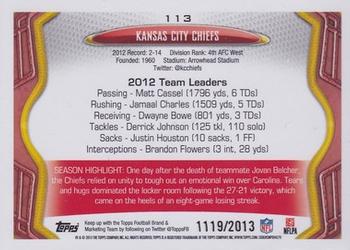 2013 Topps - Gold #113 Kansas City Chiefs Back