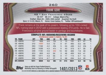 2013 Topps - Gold #260 Frank Gore Back