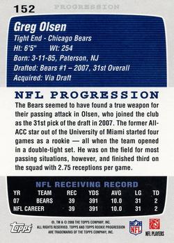 2008 Topps Rookie Progression #152 Greg Olsen Back