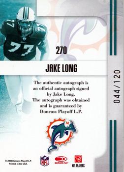 2008 Donruss Threads #270 Jake Long Back