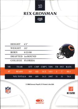 2008 Donruss Threads #10 Rex Grossman Back